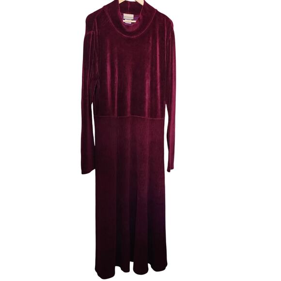 Cold Water Creek Berry Velour Long Sleeve Dress Size X-Large - Picture 6 of 8